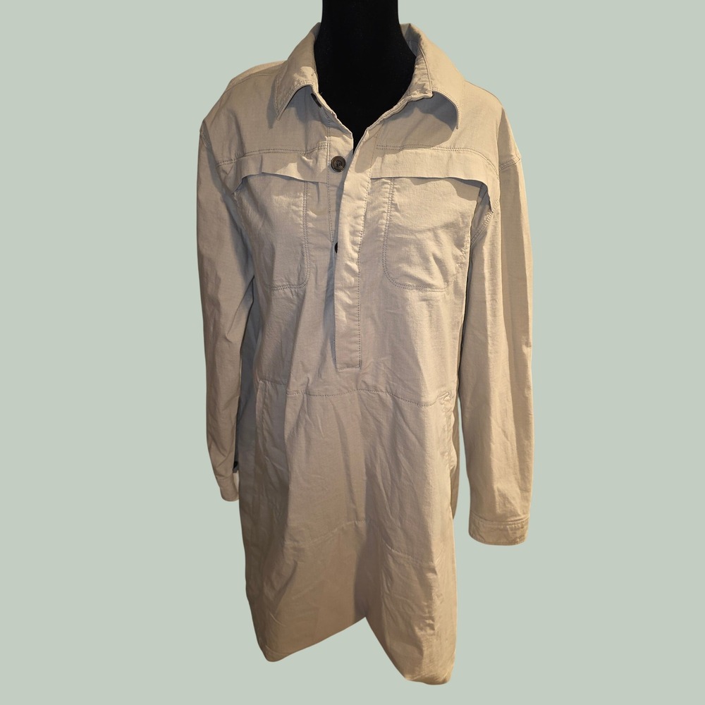 Title Nine Clamber Dress Womens XL Tan Khaki Ripstop Long Sleeve Utility Mini